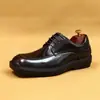 Exclusivo VipZapatos Derby Casual de Negocios de Cuero Patentado Británico para Hombre con Punta Cuadrada y Suela Gruesa Zapatos de Punta Cuadrada para Hombre