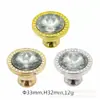 Manijas pequeñas redondas de plástico al por mayor, manijas de diamante de cristal doradas, manijas para gabinetes, cajones, mesitas de noche, armarios
