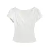 Camiseta de Manga Corta con Cuello en V Estilo Chica Hot Deseo Puro para Mujer Verano 2026 Nuevo Nicho Escotado Ajustado Elegante Top Corto