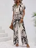 Comercio Exterior Europeo y Americano Transfronterizo Nuevo Verano 2026 Elegante Casual Versátil Conjunto de Camisa de Manga Corta a Rayas y Pantalones Largos