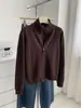 Cárdigan de Punto con Cuello Alto y Cremallera de Origen Transfronterizo para Mujer Otoño Invierno Nuevo Suéter Corto de Manga Larga con Canalé Vertical Abrigo Ropa para Mujer