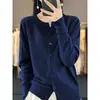 Nuevo cárdigan de punto 2026, chaqueta corta para mujer, ligera, simple, versátil, corte holgado, casual, cuello redondo, prenda exterior, manga larga
