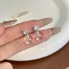 Aretes de Aguja Plateada con Aros Transparentes Incrustados de Diamantes, Estilo Coreano, Adecuados para el Trabajo Diario, Elegantes, Sencillos, de Nicho, Alta Gama, Elegantes, Naturales