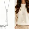 Cadena para Suéter de Collar Largo Geométrico, Accesorio de Lujo de Alta Gama, Versátil y de Moda, Colgante de Perla para Otoño e Invierno