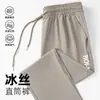 Envío Rápido Verano Casual Juventud Pantalones de Seda de Hielo para Hombre Pantalones Largos Pantalones Deportivos Finos Talla Grande Sueltos Pantalones de Aire Acondicionado
