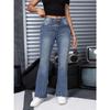 Jeans Acampanados Retro Europeos y Americanos Transfronterizos con Dobladillo Crudo, Pantalones Acampanados de Mezclilla Elástica Personalizados para Mujer