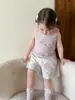 Conjunto Infantil Yinco para Meninas Verão Estilo Fino 2026 Casual Respirável Roupa Infantil Classe A Body e Shorts para Bebê Menina
