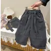 Nueva colección de primavera 2026: Riñonera unisex de mezclilla para niños y niñas, corte holgado, estilo vintage, pantalones de pierna ancha para otoño