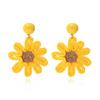 Brincos de flores tecidas à mão bonitos europeus e americanos personalidade temperamento brincos de flores de ráfia brincos estilo férias para mulheres