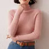 Suéter de cachemira con cuello apilado para mujer, de manga larga, ajustado, para otoño e invierno, nuevo, cómodo, agradable para la piel, combinable, cálido.
