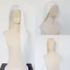 Peruca de renda frontal estilo três pontos, feita à mão, cor branca pura, com um lindo topete, estilo retrô, peruca de cosplay meio feita à mão