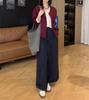 24806 Da Ai Mei Yi Yuan Outono 2026 Novo Estilo Coreano Manga Longa Solta Top Falso Duas Peças Calça Casual de Perna Larga para Mulheres
