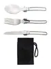 Mesa Portátil para Camping Vajilla de Acero Inoxidable Set de Vajilla para Camping Juego de Tres Piezas Mango de Alambre de Acero Conveniente Cuchillo Tenedor Cuchara Vajilla Plegable