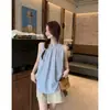 Camisola negra estilo francés con cuello halter para mujer, verano, diseño impresionante, top único y holgado para usar sobre otras prendas