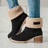 Botas para mujer de talla grande para comercio exterior, estilo Wish Amazon, otoño e invierno 2026, botas de nieve de gamuza con tacón grueso de media caña, estilo europeo y americano, botas de algodón para mujer