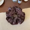 Goma para el pelo scrunchie con estampado paisley retro negro, accesorio para el pelo estilo coreano de cuatro capas, nueva y versátil liga para coleta