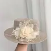 2026 Novo Chapéu de Sol Feminino Estilo Francês Elegante Rosa com Topo Reto Vazado Chapéu de Férias Tendência