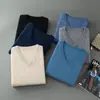Suéter de Cachemira para Hombre, Suéter Blanco de Cachemira Otoño e Invierno, Suéter Cálido de Cuello en V, Cuello Corazón Capa Base de Cachemira para Hombre