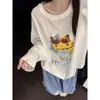 Pijama de manga larga y pantalón largo para mujer, con estampado de dibujos animados dulce y femenino estilo coreano, nueva ropa de casa de verano, adecuada para salir