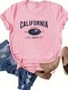 California Los Ángeles Camiseta de Exportación con Estampado de Letras para Mujer Talla Grande Top Transfronterizo de Manga Corta Camiseta para Mujer
