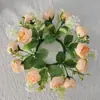 Corona de Velas de Rosas Té, Gypsophila y Hierba Pequeña de Venta Caliente Transfronteriza, Decoración de Mesa para Fiestas, Arreglo de Mesa, Accesorios para Fotografía