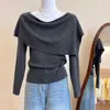 Precioso Ootd de Otoño Estilo Coreano: Un Conjunto Completo de un Suéter de Punto de Cuello Alto Superpuesto con un Chal Superior Conjunto de Dos Piezas