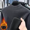 Suéter de Otoño e Invierno Nuevo para Hombre de Moda con Cuello Medio Alto de Lana Gruesa Cálido Camiseta Base de Punto al por Mayor