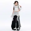 Conjunto de Encaje Dulce y Genial para Danza Jazz para Niñas Ropa de Moda para Actuación de Street Dance Infantil Atuendo para Actuación en Escenario Hip-Hop para Niña