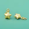 Nuevo Colgante de Estrella de Cinco Puntas Bañado en Oro Color Plata de Ley S925 Encanto de Estrella Cepillada Hecha a Mano Accesorio para Pulsera DIY