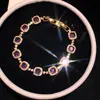 Brilho Flutuante de Cristal Oval! Pulseira de Flor Oval com Zircônia Banhada a Ouro Real, Joias de Moda de Luxo Leve para Mulheres