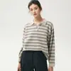 Suéter de Cachemira con Cuello Polo para Mujer Otoño 2026, de Punto Rayado de Manga Larga, Estilo Old Money, Top Relajado y Casual