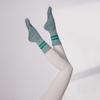 Calcetines de Yoga para Otoño e Invierno, Calcetines Antideslizantes, Calcetines para Pilates, Calcetines Específicos para Deporte de Media Pantorrilla, Calcetines de Algodón Puro con Rayas, Tipo Rizo, Absorbentes de Sudor para Mujer