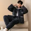 Nuevo Pijama de Invierno para Hombre de Terciopelo Acolchado de Tres Capas Espesado de Franela Conjunto de Ropa para el Hogar Micro-Negocio Casual para el Hogar