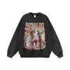 Suéter de gola alta pesado com estrelas retrô de hip hop europeu e americano, estilo hiphop masculino e feminino, estilo preguiçoso, lavagem com água, vestir