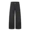 Jeans de pierna recta salpicados de pintura para hombre, marca de moda de alta calle, patchwork, corte holgado, ropa de trabajo punk, pantalones de pierna ancha
