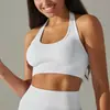 Sujetador deportivo sin costuras de color liso con cuello halter y espalda descubierta, ajustado, transfronterizo europeo y americano, para correr, fitness y yoga para mujeres