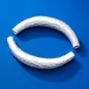 Plata Pura S999 Patrón Martillado Grande Media Pulsera Tubo Curvo Joyería de Cristal Pulsera Trenzada Collar Accesorios Hechos a Mano para DIY