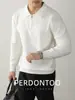 [Incluye Lana] Otoño e Invierno Ligero y Maduro Lujo Versátil para Hombre Negocios Polo de Media Cremallera Cuello Polo Tejido