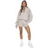 211271 outono e inverno Novo conjunto de moda feminina com shorts, suéter de gola alta com zíper, manga longa, cor sólida europeu e americano
