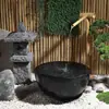 Adornos de paisaje acuático de patio estilo japonés abrevadero de piedra cuenco de agua cultivo de flores cuenco de piedra depósito de goteo de bambú para jardín exterior cuenca de piedra azul