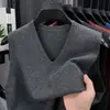 Colete Tricot Masculino Gola V Simples, Fio Mesclado Bicolor, Anti-Pilling, Peça Sem Manga, Macio, Bolinhas, Garantia de Devolução do Dinheiro