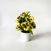 Venta al por mayor de fábrica de 10 flores de pensamiento artificiales en macetas para decoración de mesas de restaurantes y hoteles, flores artificiales y adornos de bonsái de plantas verdes