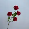 Flores Artificiales Flor de Rosa de 4 Cabezas Corazón Rosa Arreglo de Boda Ramo Salón de Bodas Hotel Flores Falsas Decorativas Rosa