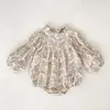 Vestido para niña, mameluco floral vintage coreano de manga larga para bebé, body para bebé niña, vestido de niña, ropa para niños