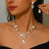 Stock Listo Vestido de Novia al por Mayor con Joyería para Novia Corona Collar Pendientes Conjunto de Dos Piezas Joyería de Aleación para Mujer Ecológico