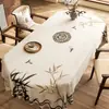 Mantel Ovalado Impermeable y a Prueba de Aceite, No Lavable, Lujo Ligero, Gama Alta, Mantel para Mesa de Comedor Estilo Chino Pintura a Tinta, Modelo Nuevo 2026