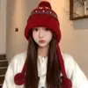 Chapéu Fair Isle para Mulheres, Chapéu de Tricô à Prova de Vento e Resistente ao Frio para Outono e Inverno, Chapéu Lei Feng Quente de Estilo Coreano que Afina o Rosto