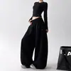 Calça Jogger Plissada com Cordão Estilo Retrô Americano para Homens e Mulheres, Novo Estilo Outono, Calça Casual Solta com Caimento, Calça de Pernas Largas Preguiçosa Plus Size