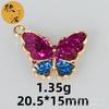 Serie Mariposa, accesorios de animales para hacer tú mismo, cuerda con cabeza de dibujos animados, lindo colgante de cuerda de mano, colgante individual con polvo brillante, pequeño colgante