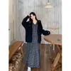 Talla Extra Grande mm Estilo Suave Vestido Chaleco para Mujer Otoño Nuevo Reductor de Cintura Reductor de Edad Falda Larga Línea A Conjunto de Dos Piezas